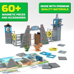 NEW Tile Town Jurassic World Gate Escape Magnetic Tiles Set - Dinosaur Magnatile